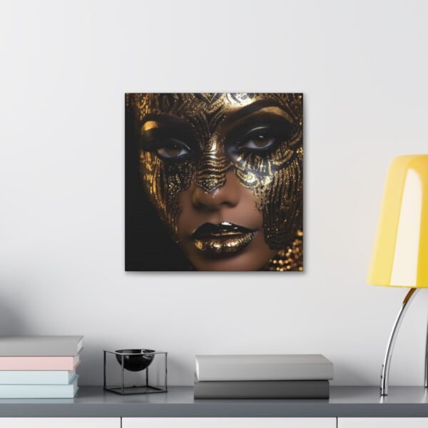 Gilded Carnival: Black and Gold Girl Portrait - Image 11