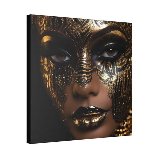 Gilded Carnival: Black and Gold Girl Portrait - Image 2