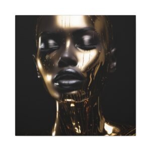 Gilded Goddess: Liquid Metal Portrait Print