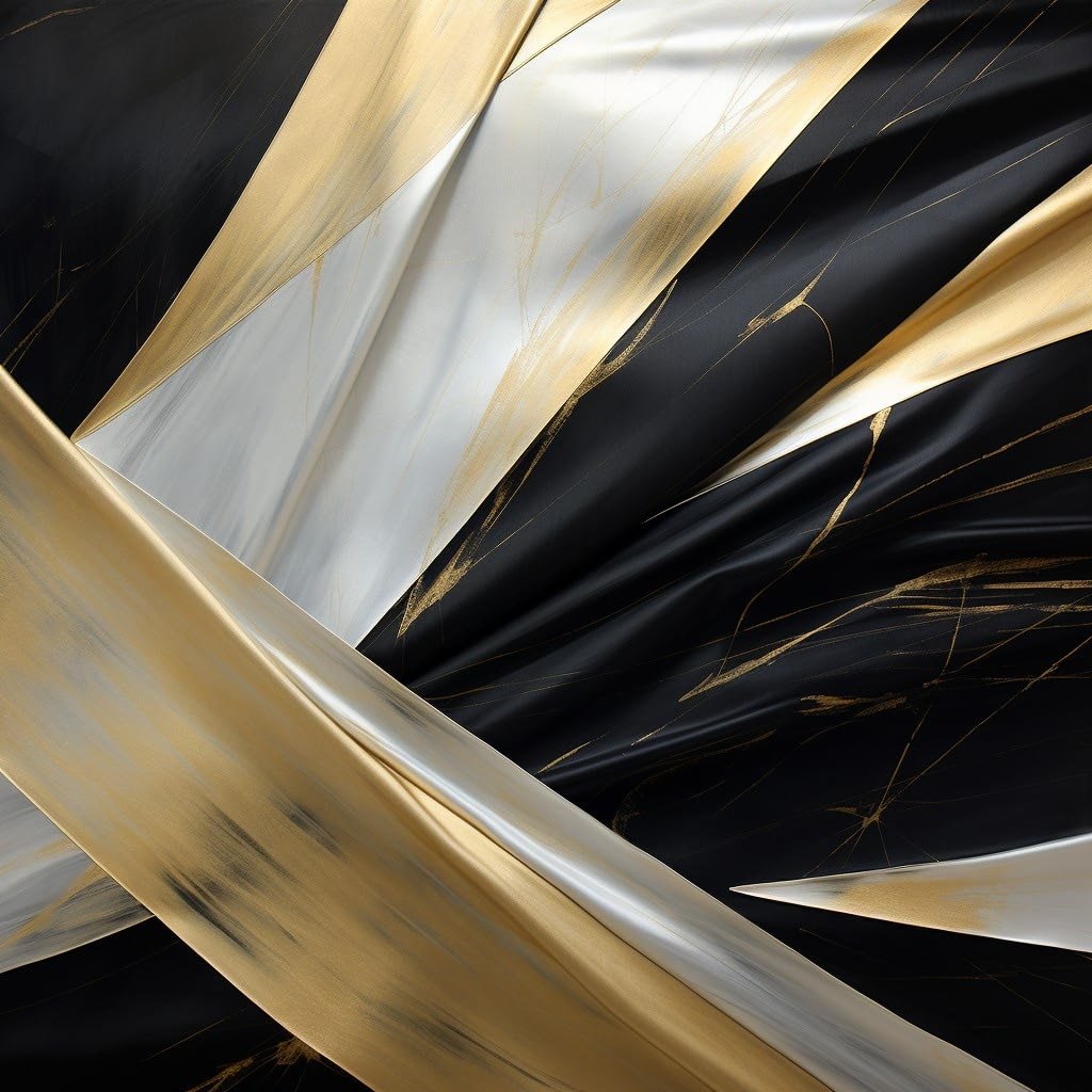 Fabric Black, White & Gold Abstract 07