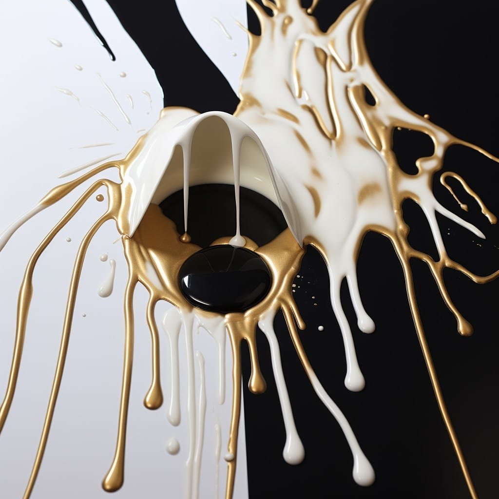 Crying Over Spilt Milk Black, White & Gold Abstract 010