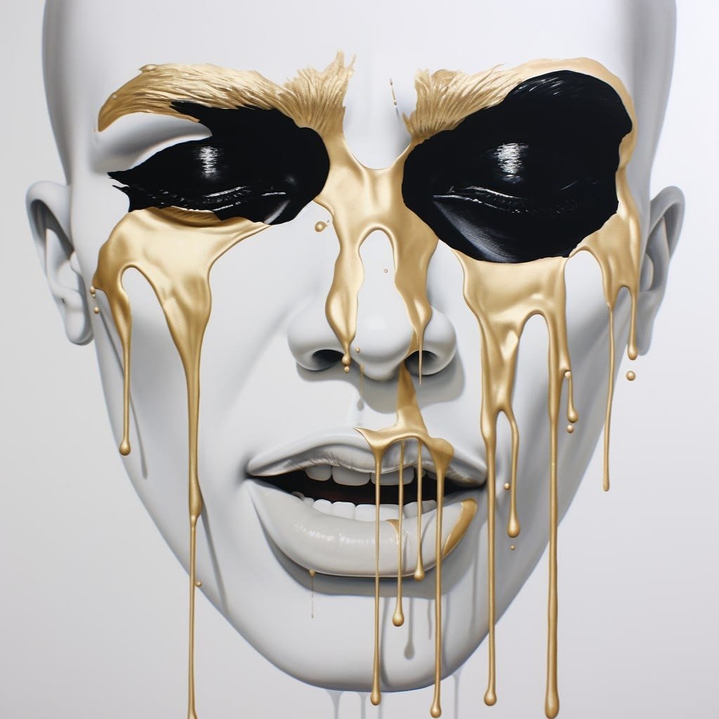 Crying Over Spilt Milk Black, White & Gold Abstract 007