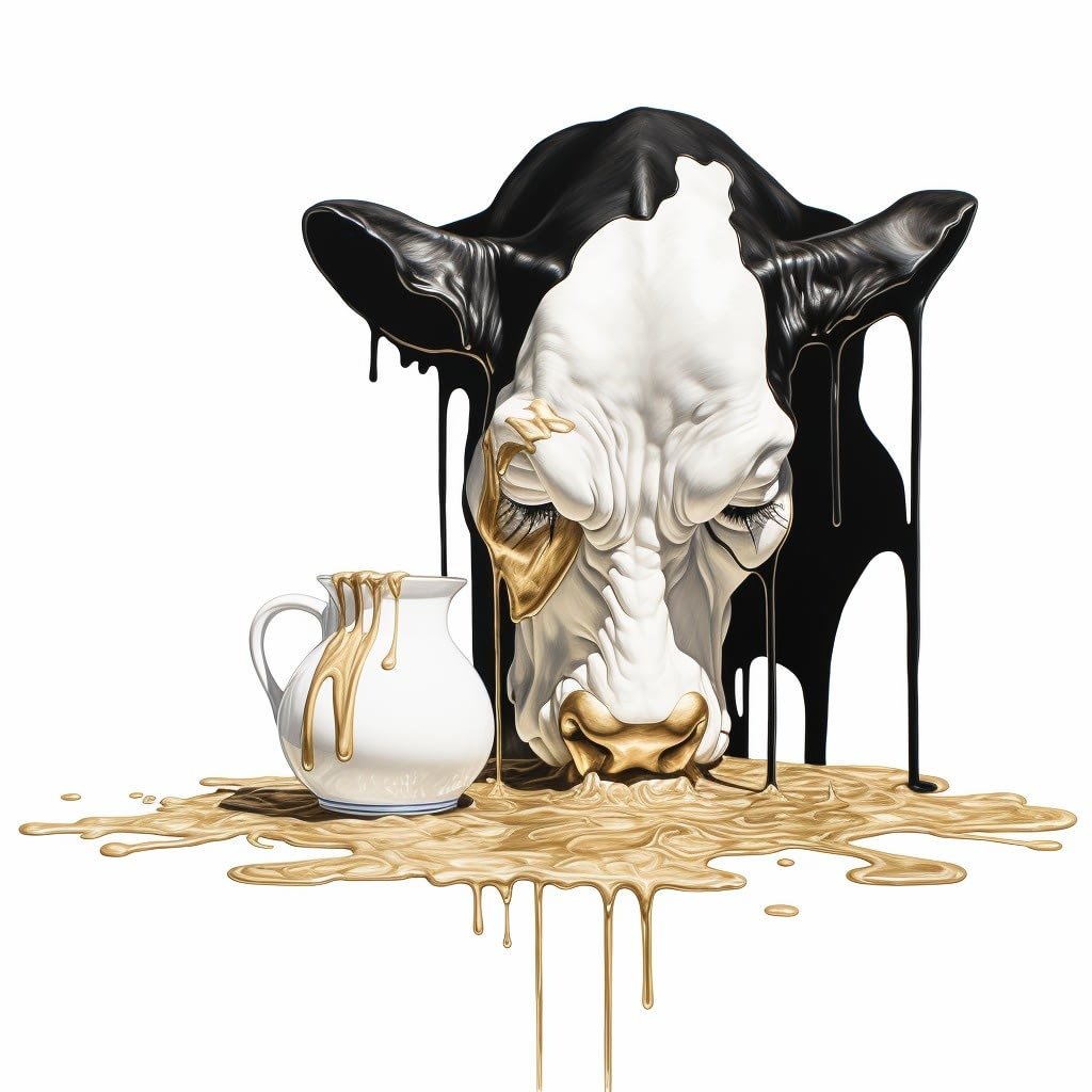 Crying Over Spilt Milk Black, White & Gold Abstract 006