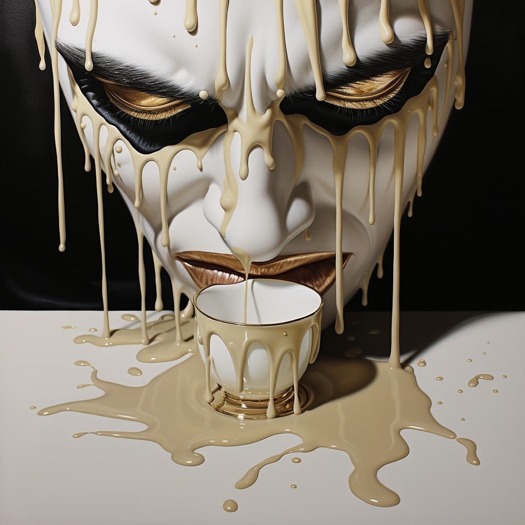 Crying Over Spilt Milk Black, White & Gold Abstract 005