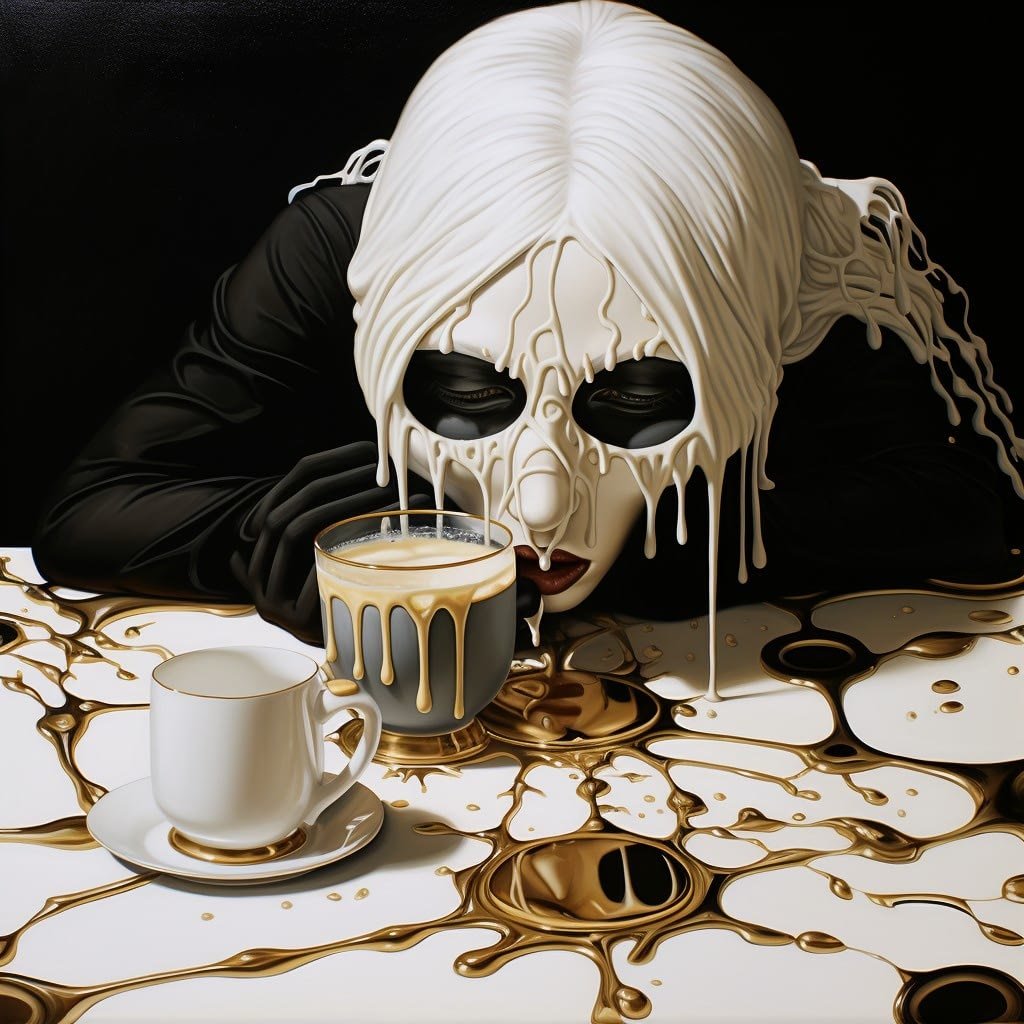 Crying Over Spilt Milk Black, White & Gold Abstract 003