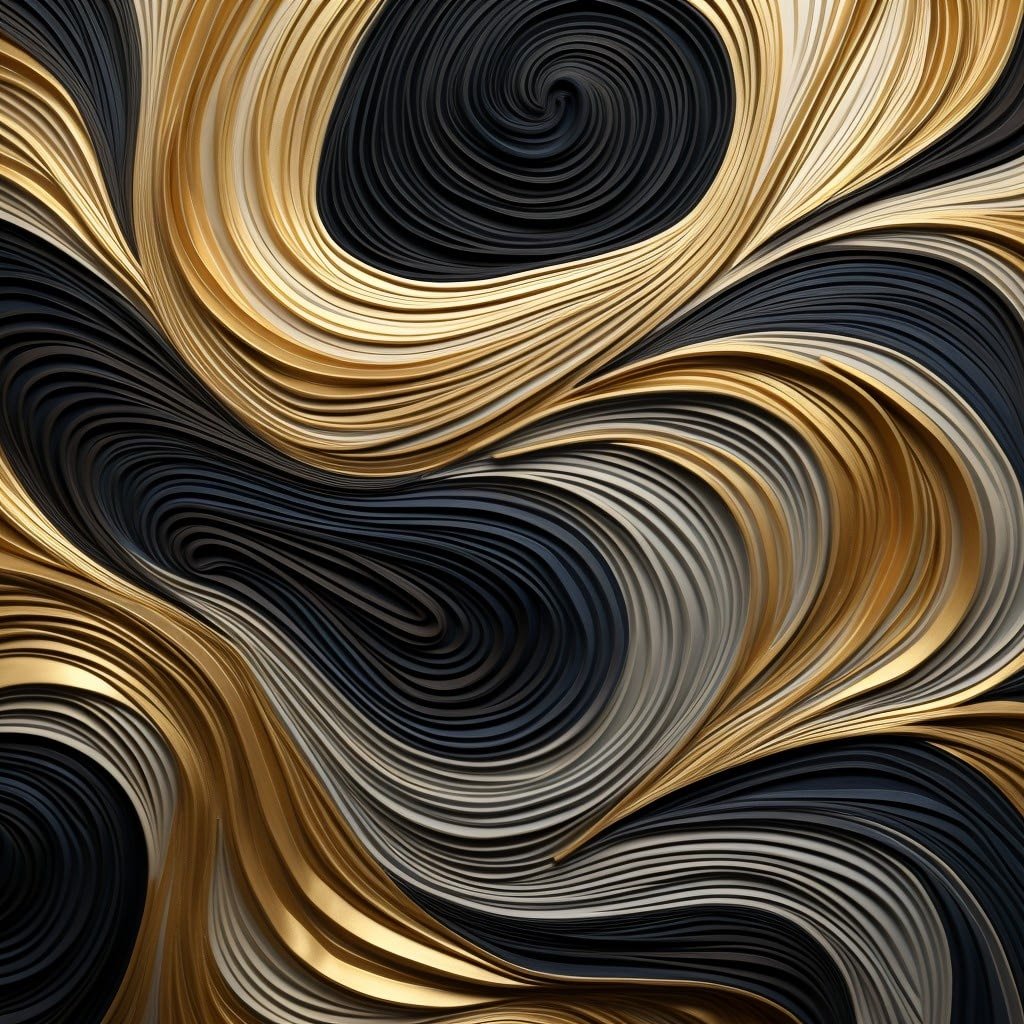 Swirls Black & Gold Abstract 003